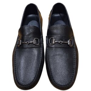 Monte Rosso Black Leather Loafers with Silver Hardware
